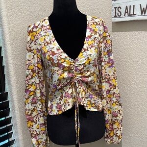 Santuary Floral V-Neck Ruched Blouse